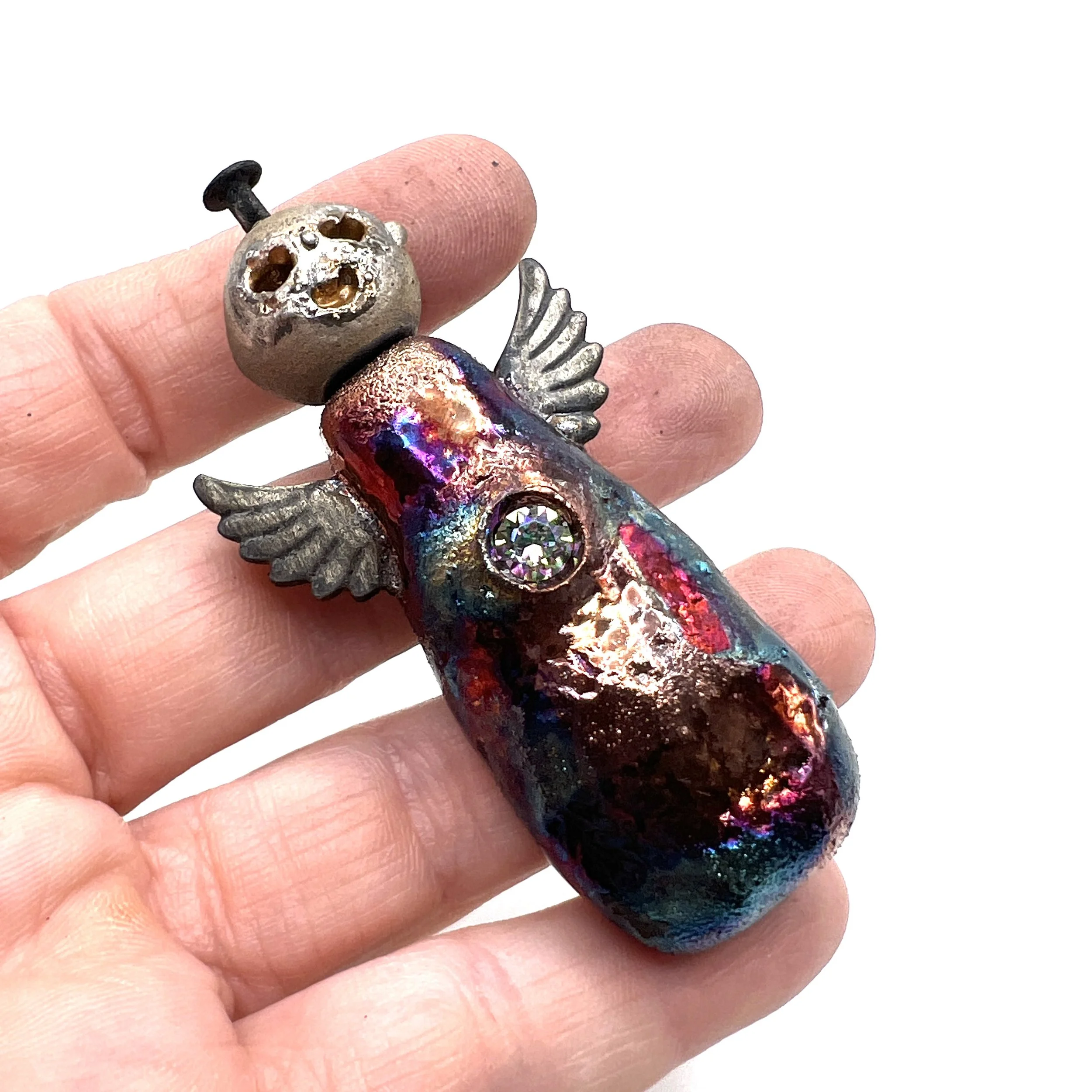 Raku Bee Pendant Ceramic Jewelry Supply Handmade by MAKUstudio